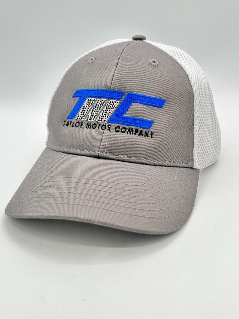 EUC Outdoor Cap Taylor Motor Co. Gray & White Mesh Trucker Snapback Cap